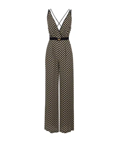 ELISABETTA FRANCHI ELISABETTA FRANCHI GEORGETTE DIAMOND PRINTED JUMPSUIT