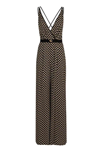 ELISABETTA FRANCHI GEORGETTE DIAMOND PRINTED JUMPSUIT