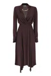 Elisabetta Franchi Bordeaux Midi Dress With Deep V-neck In Purple