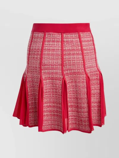 Elisabetta Franchi Georgette High-waisted Pleated Miniskirt In Red