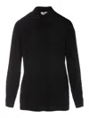 Elisabetta Franchi Collared Shirt With Cuffed Sleeves And Textured Fabric In Negro