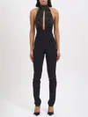 Elisabetta Franchi Georgette Jumpsuit With Piping In Black
