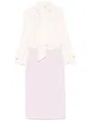 Elisabetta Franchi Georgette Midi Dress In Neutrals
