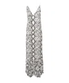 Elisabetta Franchi Long Python Pattern Dress In White