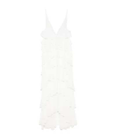 ELISABETTA FRANCHI GEORGETTE RUFFLED MAXI DRESS