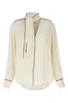 Elisabetta Franchi Georgette Blouse With Contrast Piping And Neck Tie