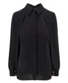 Elisabetta Franchi Viscose Shirt With Gold Metal Button In Black