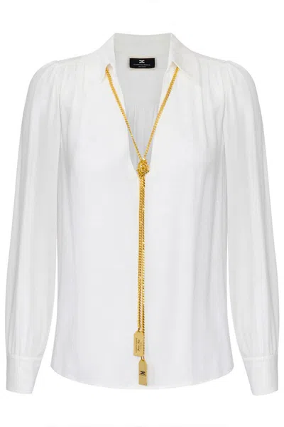 Elisabetta Franchi Georgette Shirt In Neutral