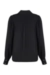 Elisabetta Franchi Metal Cuff V-neckline Shirt With Logo Detail In Black