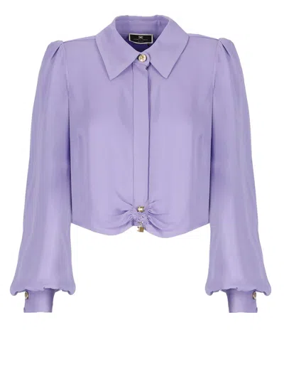 Elisabetta Franchi Georgette Shirt In Purple