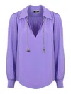 Elisabetta Franchi Georgette-bluse Mit Logo-print In Purple