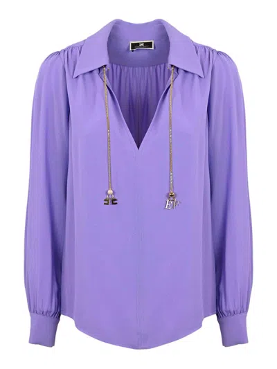 Elisabetta Franchi Georgette Shirt In Purple
