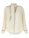 Elisabetta Franchi Georgette Blouse With Contrast Piping And Neck Tie
