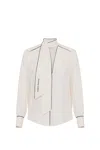 Elisabetta Franchi Georgette Shirt With Scarf And Piping In White