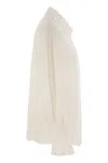 Elisabetta Franchi Georgette Shirt With Floral Embroidery In Neutral