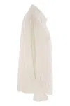 Elisabetta Franchi Georgette Shirt With Floral Embroidery In Neutral