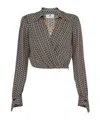 Elisabetta Franchi Georgette Shirt With Geometric Print In Gray
