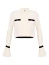 Elisabetta Franchi Camisole Shirt With Layered Ruffle Cuffs In White