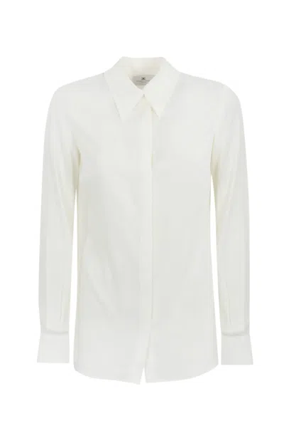 Elisabetta Franchi Georgette Shirt With Lettering In White
