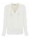 Elisabetta Franchi Georgette Shirt With Logo Charms In White