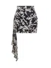 Elisabetta Franchi Floral-print Draped Mini Skirt In Black