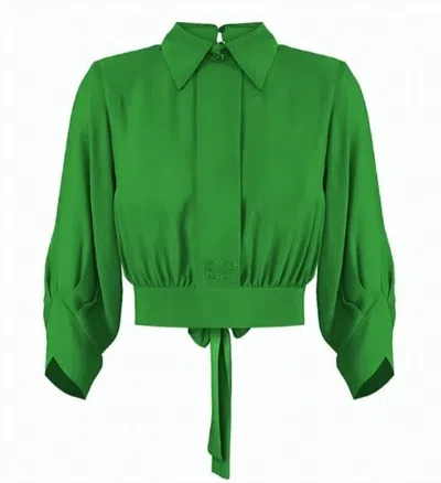 Elisabetta Franchi Georgette Cropped Shirt In Green