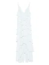 Elisabetta Franchi Georgette Tiered Gown In Blue