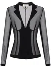 Elisabetta Franchi Collar Tailored Transparent Jacket In Black  