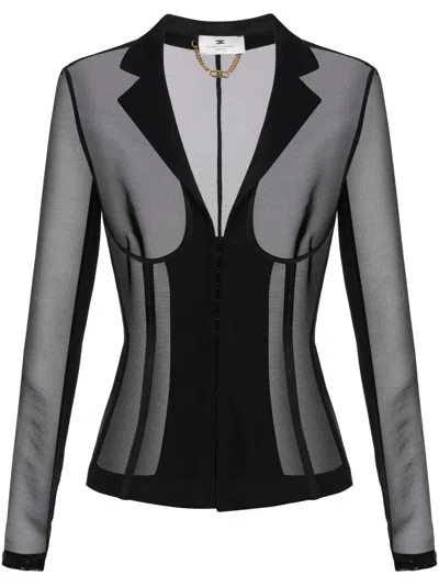 ELISABETTA FRANCHI CLASSIC BLAZER JACKET,GI13452E2 110 BLACK