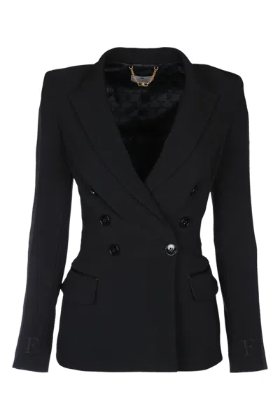 Elisabetta Franchi Double Breasted Blazer In Black