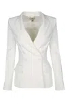 Elisabetta Franchi Tailored Jacket With Notched Lapels And Button Detailing In Avorio