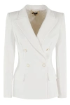 Elisabetta Franchi Double-breasted Crepe Blazer In Avorio