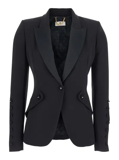 ELISABETTA FRANCHI BLACK JACKET WITH LANCE REVERS IN FABRIC WOMAN