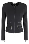 Elisabetta Franchi Fitted Crepe Jacket With Structured Seams In Black