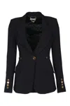Elisabetta Franchi Single-breasted Tailored Blazer With Gold-tone Accents In Blue