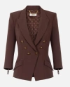Elisabetta Franchi Tailored Brown Jacket With Gold-tone Double-breasted Closure In Brown