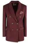Elisabetta Franchi Jewel-button Double-breasted Jacket In Red