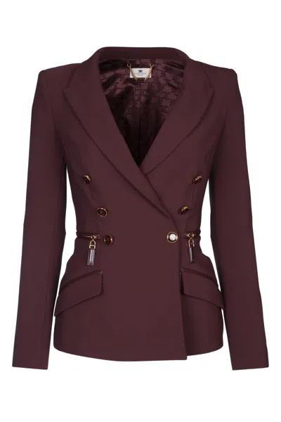 Elisabetta Franchi Jackets And Vests In Burgundy