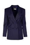Elisabetta Franchi Navy Peak-lapels Double-breasted Blazer
