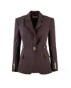 Elisabetta Franchi Burgundy Tailored Blazer With Gold Buttons And Peak Lapels In Red
