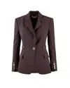 Elisabetta Franchi Burgundy Tailored Blazer With Gold Buttons And Peak Lapels In Red