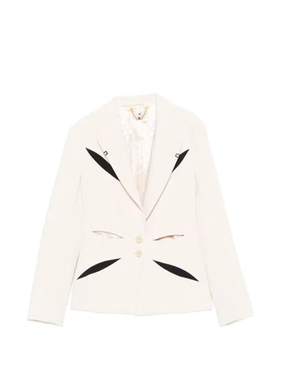 Elisabetta Franchi Cut-out Button Blazer In Neutral