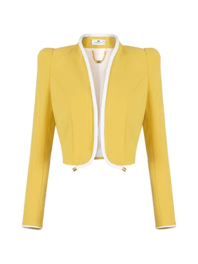 Elisabetta Franchi Lightweight Crepe Piped Jacket In Gold