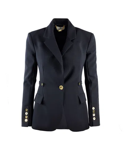 ELISABETTA FRANCHI BLACK LIGHTWEIGHT CREPE JACKET