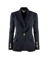 Elisabetta Franchi Single-breasted Tailored Blazer With Gold-tone Accents In Blue