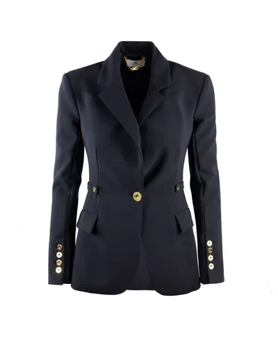Elisabetta Franchi Giacca In Crêpe Leggero Nera In Blue