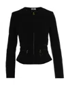 Elisabetta Franchi Fitted Crepe Jacket With Structured Seams In Black