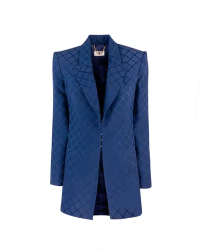 ELISABETTA FRANCHI SATIN JACKET WITH JACQUARD DIAMOND