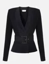 Elisabetta Franchi Black Belted Knitted Jacket In Black