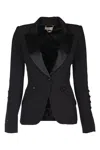 Elisabetta Franchi Tailored Blazer With Satin Lapel In Black